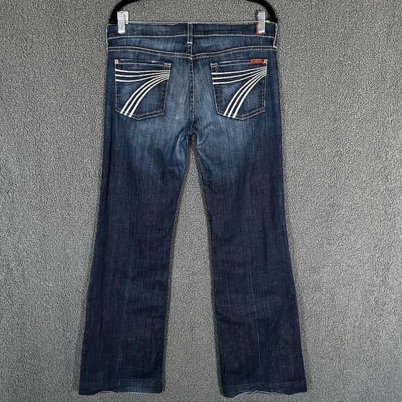 7 For All Mankind Dojo Flare Wide Leg Jeans - Women's Size 30 - Blue - Picture 3 of 9